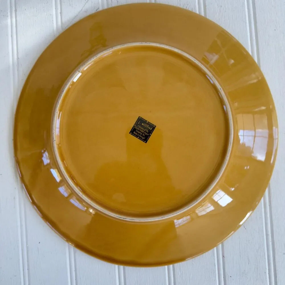 J.Wilfred Portugal Ceramic Dinner Plates, Mustard Yellow Botanical Set